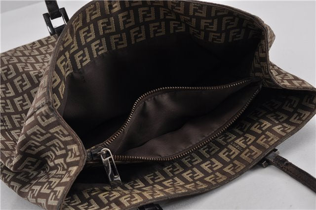 Authentic FENDI Zucchino Shoulder Hand Bag Canvas Leather Brown 0281G