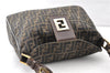 Authentic FENDI Vintage Zucca Shoulder Bag Purse Canvas Leather Brown 0282G