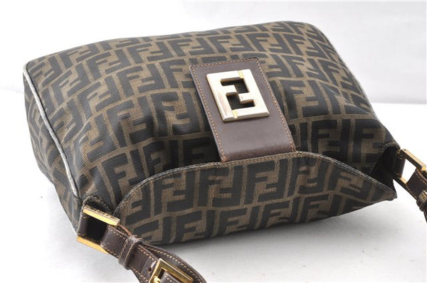 Authentic FENDI Vintage Zucca Shoulder Bag Purse Canvas Leather Brown 0282G
