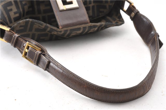 Authentic FENDI Vintage Zucca Shoulder Bag Purse Canvas Leather Brown 0282G