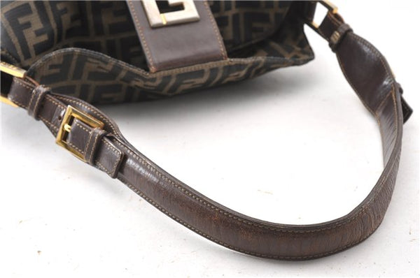 Authentic FENDI Vintage Zucca Shoulder Bag Purse Canvas Leather Brown 0282G