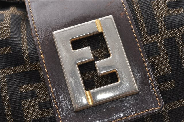Authentic FENDI Vintage Zucca Shoulder Bag Purse Canvas Leather Brown 0282G