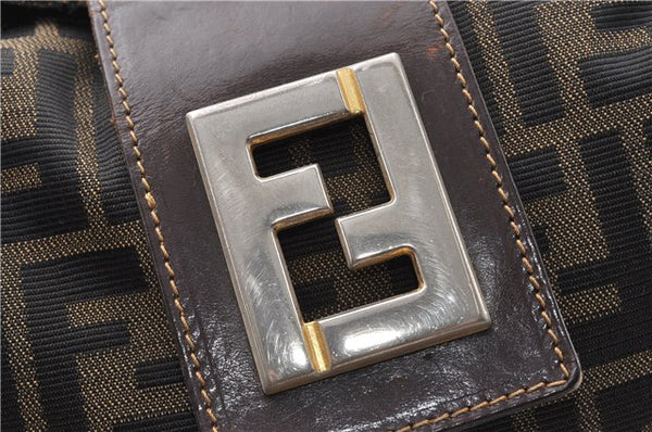 Authentic FENDI Vintage Zucca Shoulder Bag Purse Canvas Leather Brown 0282G