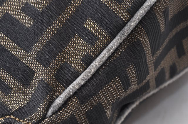 Authentic FENDI Vintage Zucca Shoulder Bag Purse Canvas Leather Brown 0282G