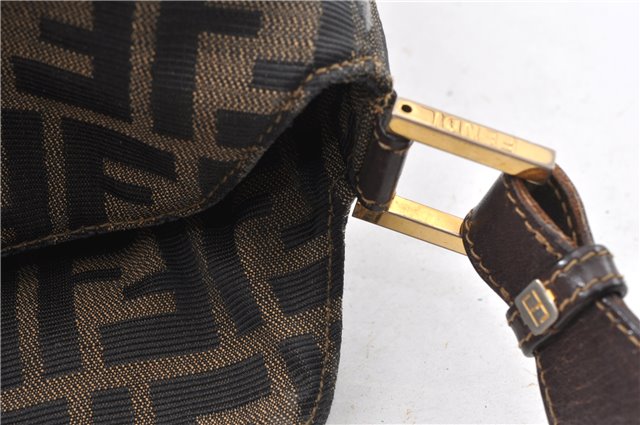 Authentic FENDI Vintage Zucca Shoulder Bag Purse Canvas Leather Brown 0282G