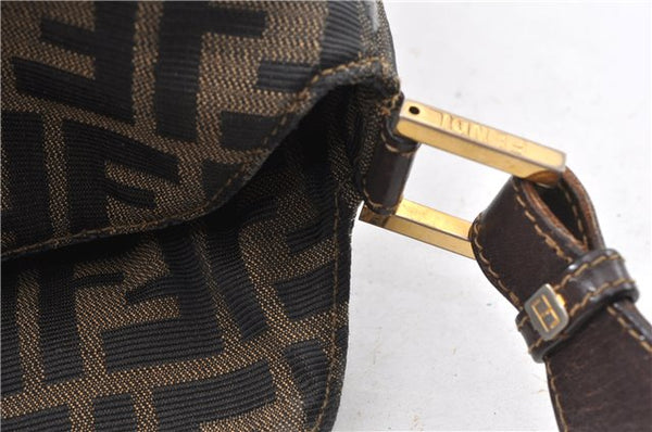 Authentic FENDI Vintage Zucca Shoulder Bag Purse Canvas Leather Brown 0282G