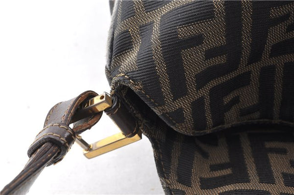 Authentic FENDI Vintage Zucca Shoulder Bag Purse Canvas Leather Brown 0282G