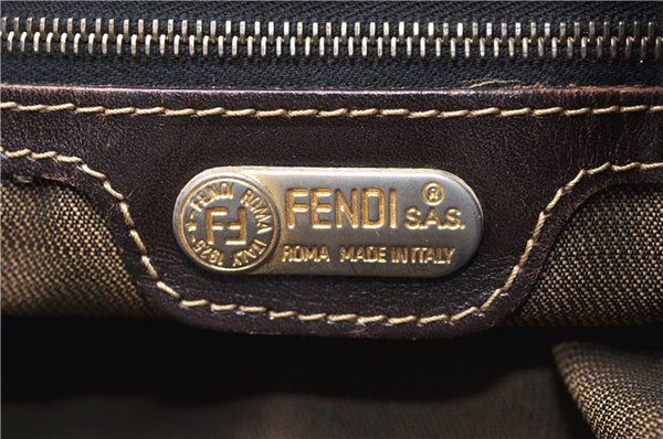 Authentic FENDI Vintage Zucca Shoulder Bag Purse Canvas Leather Brown 0282G