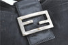 Authentic FENDI Mamma Baguette Shoulder Hand Bag Jersey Leather Black Junk 0283C