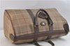 Authentic Burberrys Vintage Check Canvas Travel Boston Bag Khaki Brown 0283D