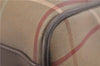 Authentic Burberrys Vintage Check Canvas Travel Boston Bag Khaki Brown 0283D