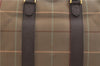 Authentic Burberrys Vintage Check Canvas Travel Boston Bag Khaki Brown 0283D