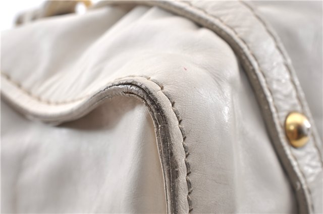 Authentic MIU MIU Vintage Leather Shoulder Tote Bag White 0284G