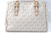 Authentic Michael Kors PVC Leather Shoulder Tote Bag Purse Ivory Beige 0285E