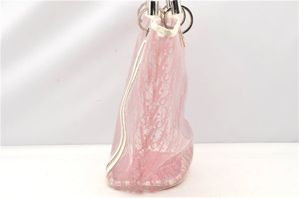 Authentic Christian Dior Trotter Hand Tote Bag Vinyl Leather Pink Clear 0285G