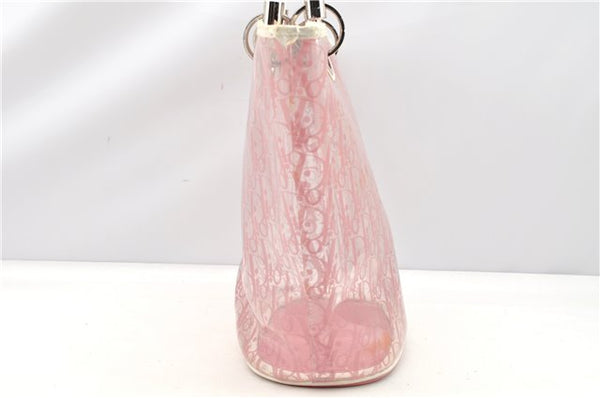Authentic Christian Dior Trotter Hand Tote Bag Vinyl Leather Pink Clear 0285G