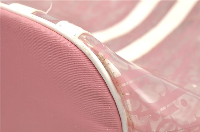 Authentic Christian Dior Trotter Hand Tote Bag Vinyl Leather Pink Clear 0285G