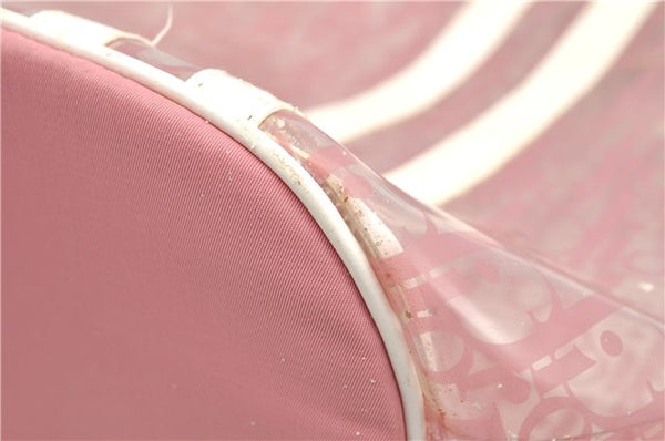Authentic Christian Dior Trotter Hand Tote Bag Vinyl Leather Pink Clear 0285G