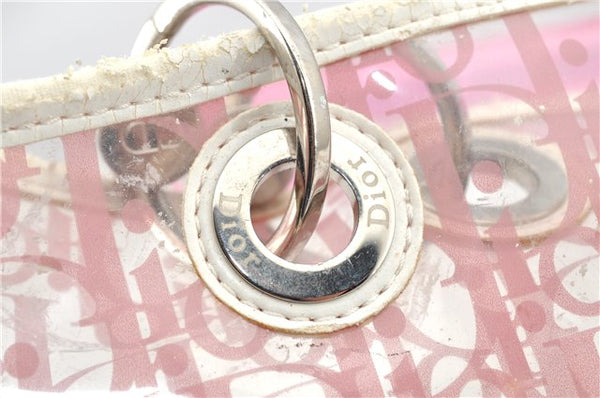 Authentic Christian Dior Trotter Hand Tote Bag Vinyl Leather Pink Clear 0285G