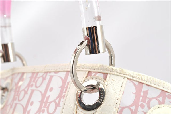 Authentic Christian Dior Trotter Hand Tote Bag Vinyl Leather Pink Clear 0285G