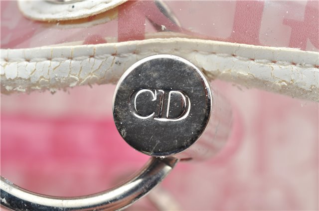 Authentic Christian Dior Trotter Hand Tote Bag Vinyl Leather Pink Clear 0285G