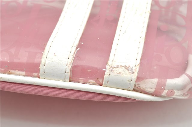 Authentic Christian Dior Trotter Hand Tote Bag Vinyl Leather Pink Clear 0285G