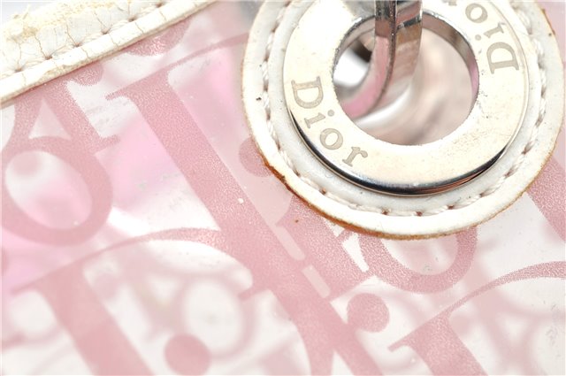 Authentic Christian Dior Trotter Hand Tote Bag Vinyl Leather Pink Clear 0285G