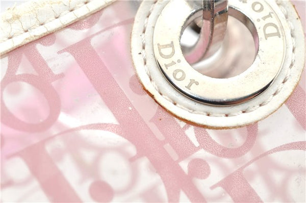 Authentic Christian Dior Trotter Hand Tote Bag Vinyl Leather Pink Clear 0285G