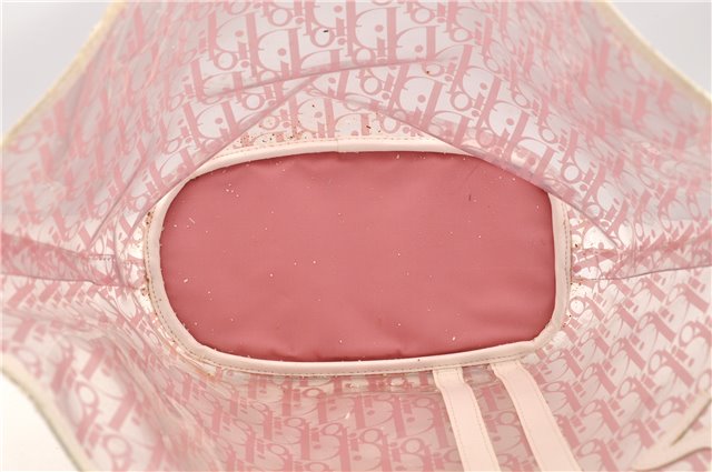 Authentic Christian Dior Trotter Hand Tote Bag Vinyl Leather Pink Clear 0285G