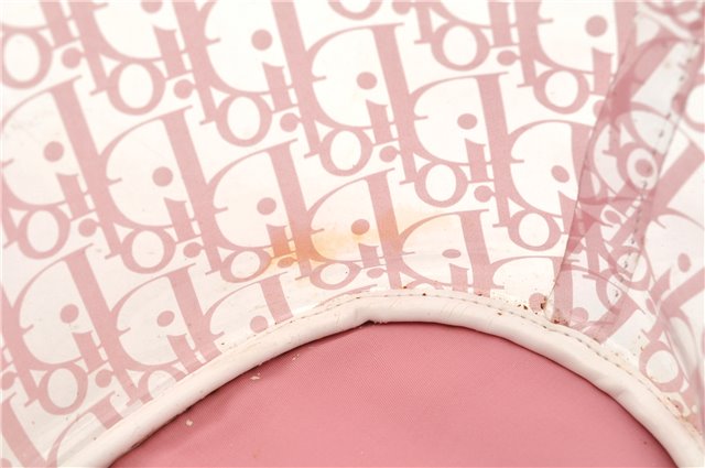 Authentic Christian Dior Trotter Hand Tote Bag Vinyl Leather Pink Clear 0285G