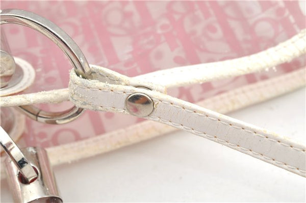 Authentic Christian Dior Trotter Hand Tote Bag Vinyl Leather Pink Clear 0285G
