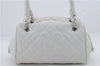 Authentic CHANEL Caviar Skin Matelasse CoCo Mark Shoulder Hand Bag White 0286D
