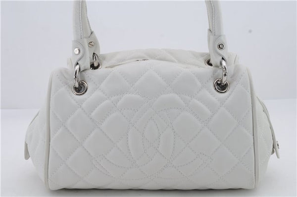 Authentic CHANEL Caviar Skin Matelasse CoCo Mark Shoulder Hand Bag White 0286D