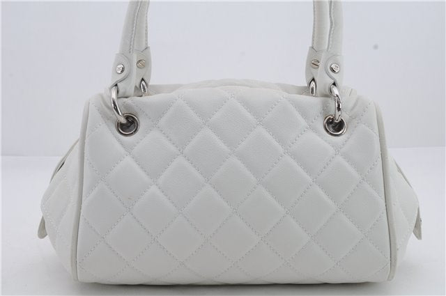 Authentic CHANEL Caviar Skin Matelasse CoCo Mark Shoulder Hand Bag White 0286D