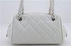 Authentic CHANEL Caviar Skin Matelasse CoCo Mark Shoulder Hand Bag White 0286D