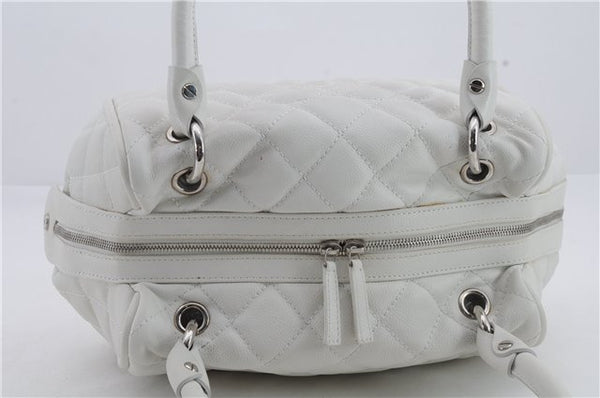 Authentic CHANEL Caviar Skin Matelasse CoCo Mark Shoulder Hand Bag White 0286D