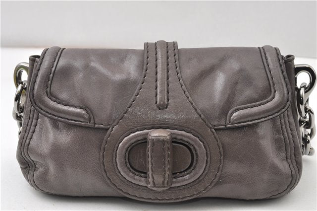 Authentic PRADA Leather Nappa Chain Shoulder Hand Bag Purse Gray Junk 0287G