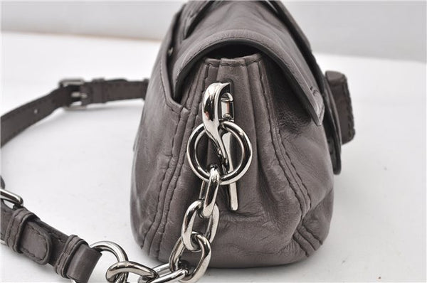 Authentic PRADA Leather Nappa Chain Shoulder Hand Bag Purse Gray Junk 0287G