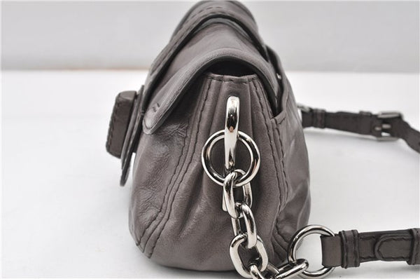 Authentic PRADA Leather Nappa Chain Shoulder Hand Bag Purse Gray Junk 0287G