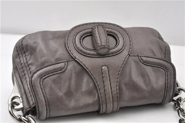 Authentic PRADA Leather Nappa Chain Shoulder Hand Bag Purse Gray Junk 0287G