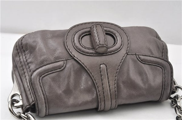 Authentic PRADA Leather Nappa Chain Shoulder Hand Bag Purse Gray Junk 0287G