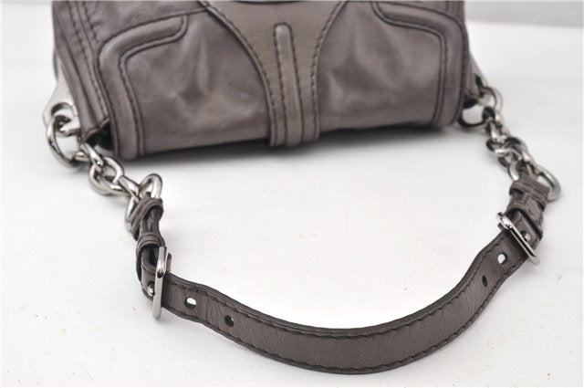 Authentic PRADA Leather Nappa Chain Shoulder Hand Bag Purse Gray Junk 0287G
