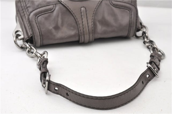 Authentic PRADA Leather Nappa Chain Shoulder Hand Bag Purse Gray Junk 0287G