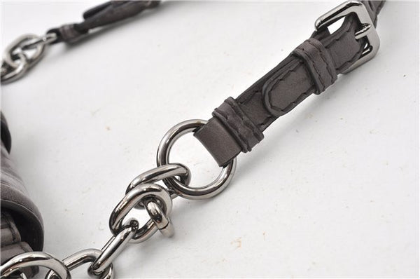 Authentic PRADA Leather Nappa Chain Shoulder Hand Bag Purse Gray Junk 0287G
