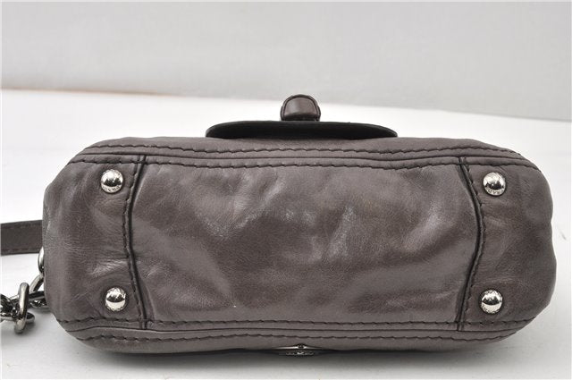 Authentic PRADA Leather Nappa Chain Shoulder Hand Bag Purse Gray Junk 0287G