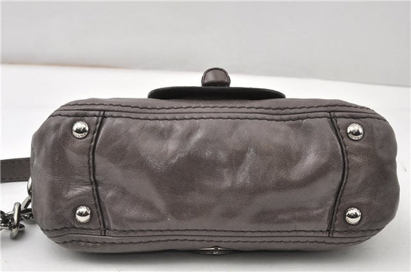Authentic PRADA Leather Nappa Chain Shoulder Hand Bag Purse Gray Junk 0287G