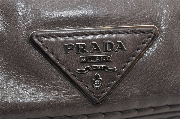Authentic PRADA Leather Nappa Chain Shoulder Hand Bag Purse Gray Junk 0287G