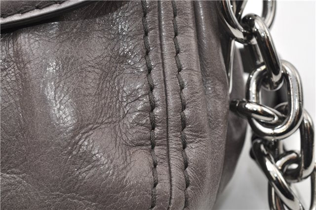 Authentic PRADA Leather Nappa Chain Shoulder Hand Bag Purse Gray Junk 0287G