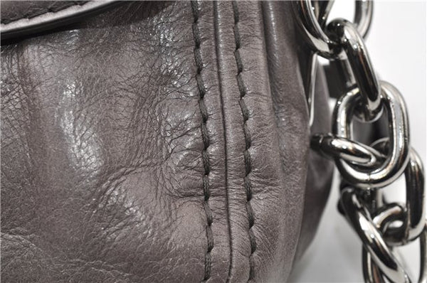 Authentic PRADA Leather Nappa Chain Shoulder Hand Bag Purse Gray Junk 0287G