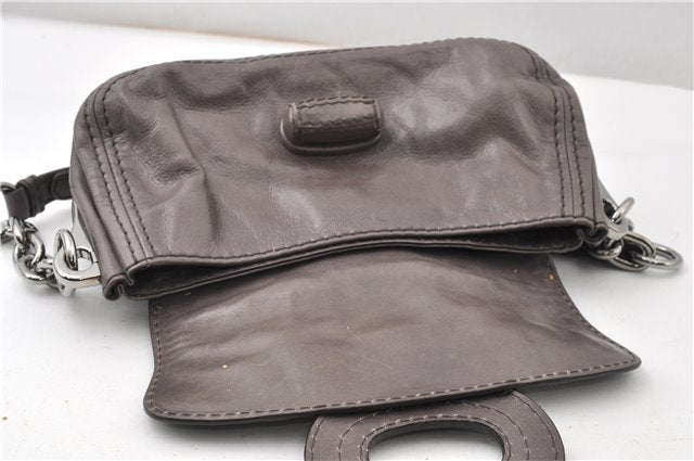 Authentic PRADA Leather Nappa Chain Shoulder Hand Bag Purse Gray Junk 0287G